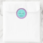 Purple Glitter & Turquoise Wedding Monogram Label (Bag)