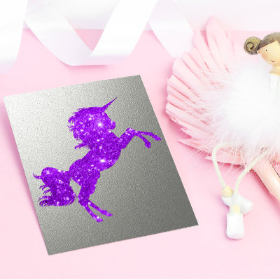 Purple Glitter Unicorn and Metallic Silver