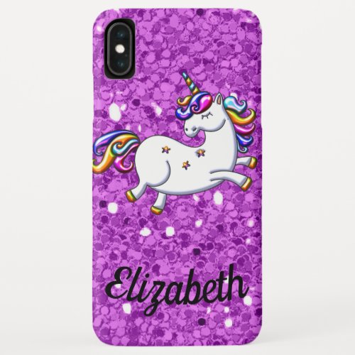 Purple Glitter Unicorn iPhone XS Max Case