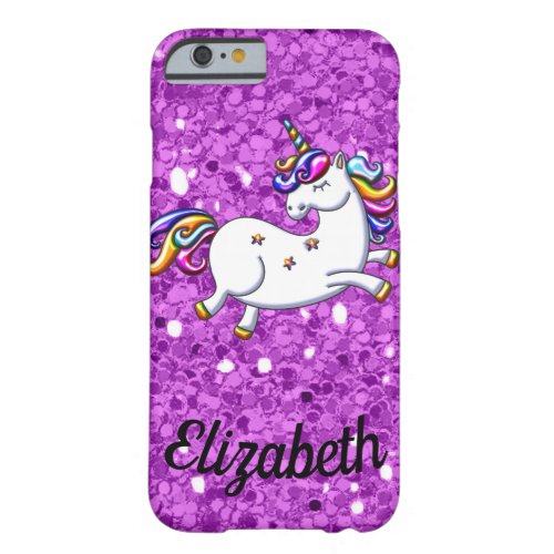 Purple Glitter Unicorn Barely There iPhone 6 Case
