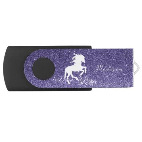 Purple Glitter Unicorn Flash Drive