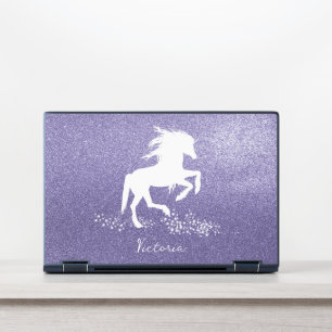Purple Glitter Unicorn HP Laptop Skin