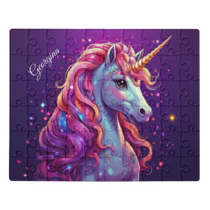 Purple Glitter Unicorn Jigsaw Puzzle