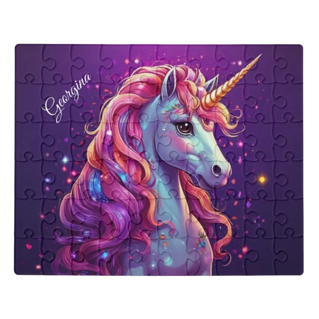 Purple Glitter Unicorn Jigsaw Puzzle (Puzzle Horizontal)