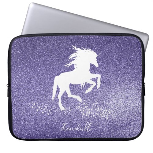 Purple Glitter Unicorn Laptop Sleeve