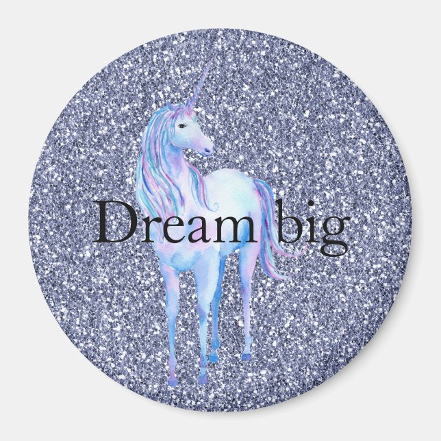 Purple Glitter Unicorn Magnet (Front)