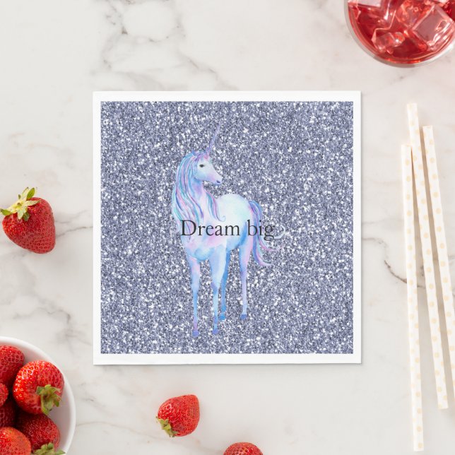 Purple Glitter Unicorn Napkins (Insitu)