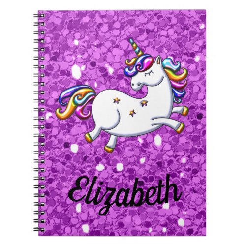 Purple Glitter Unicorn Notebook