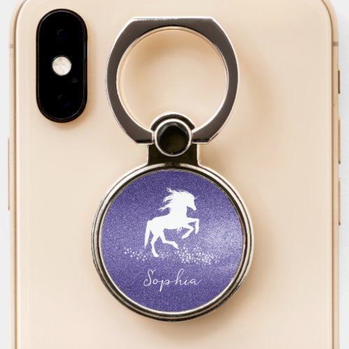 Purple Glitter Unicorn Phone Ring Stand