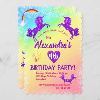 Purple Glitter Unicorns Birthday