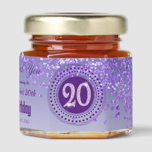 Purple Glitter & Unique number 20 Decoration Honey Jar Favors