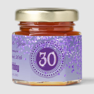 Purple Glitter & Unique number 30 Decoration Honey Jar Favors