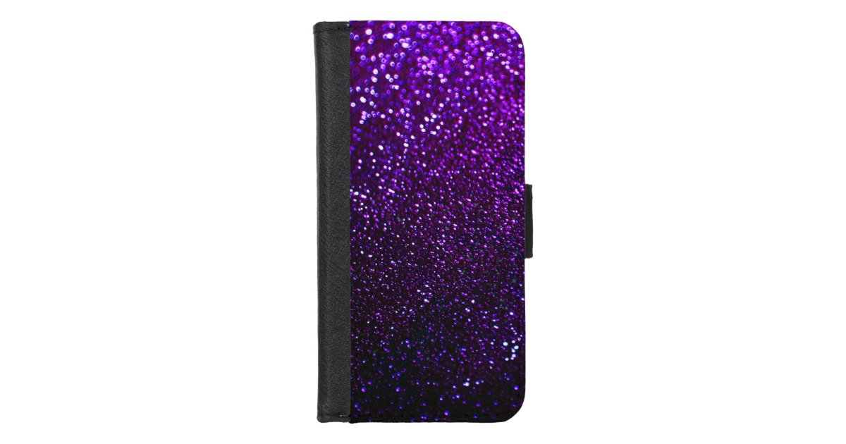 Purple Glitter Wallet Phone Case | Zazzle