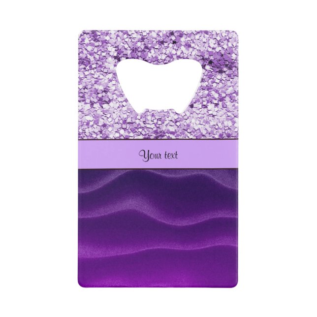 Purple Glitter & Wavy Sands Credit Card Bottle Opener (Front)