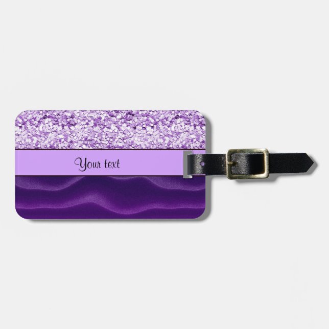 Purple Glitter & Wavy Sands Luggage Tag (Front Horizontal)