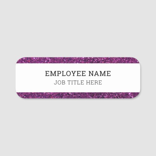 Purple Glitter  White Professional Employee Title Name Tag