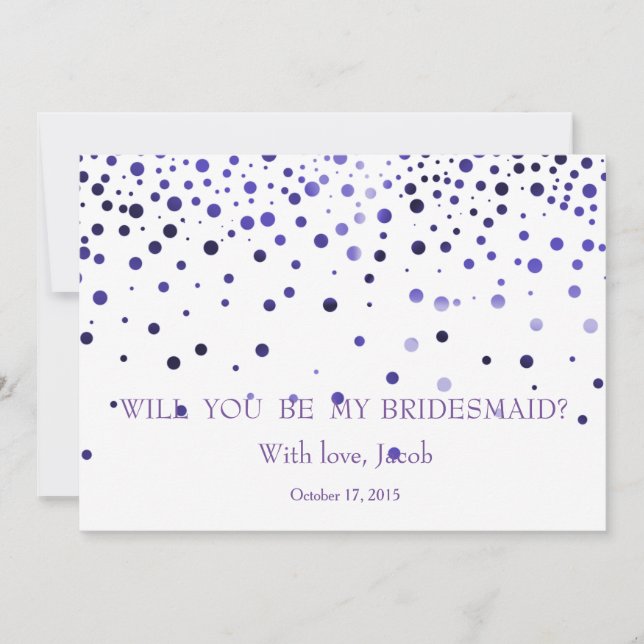 Purple Glitter Will You Be My Bridesmaid Invitation (Front)