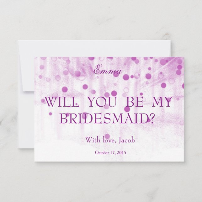 Purple Glitter Will You Be My Bridesmaid Invitation (Front)