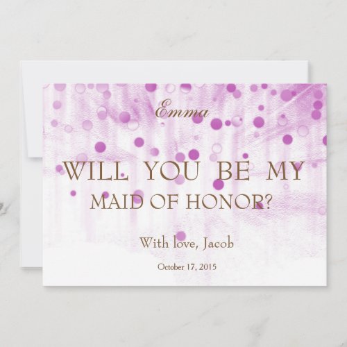 Purple Glitter Will You Be My MAID OF HONOR Invitation