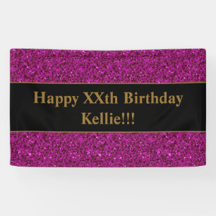 Purple Glitter With Message Birthday Banner