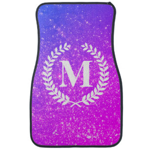 Purple Glitter With Monogram Car Floor Mat