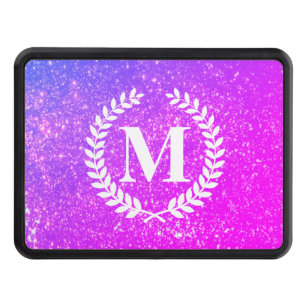 Purple Glitter With Monogram Hitch Cover
