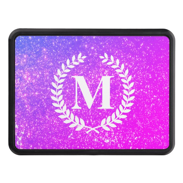 Purple Glitter With Monogram Hitch Cover (Front)