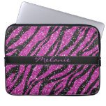 Purple Glitter Zebra Print Monogram Laptop Sleeve at Zazzle