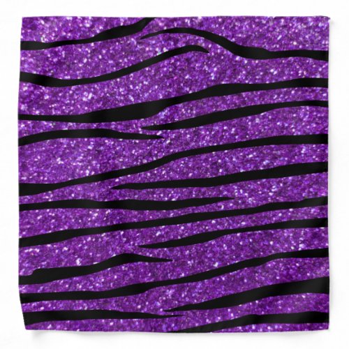 Purple glitter zebra stripes bandana