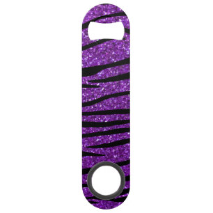 Purple glitter zebra stripes bar key