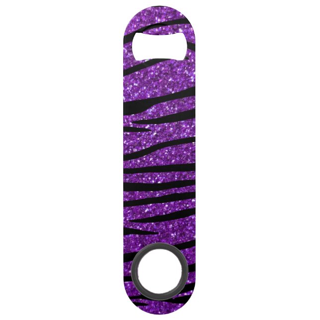 Purple glitter zebra stripes bar key (Front)