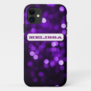 Purple glittering lights iPhone 11 case