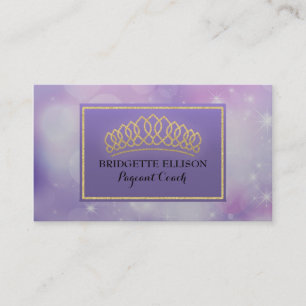 Purple Glittering Stars Pageant Coach Business Card