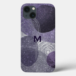 Purple Glittery Abstract Monogrammed iPhone 13 Case