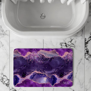 Purple Glittery Agate Texture Bath Mat