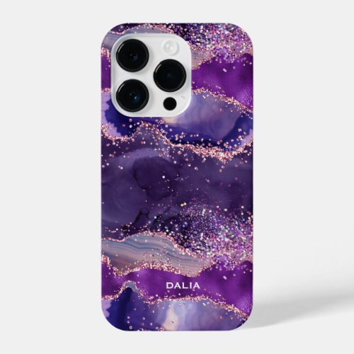 Purple Glittery Agate Texture iPhone 14 Pro Case