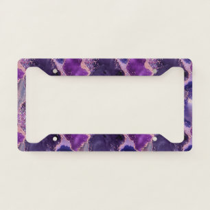 Purple Glittery Agate Texture License Plate Frame