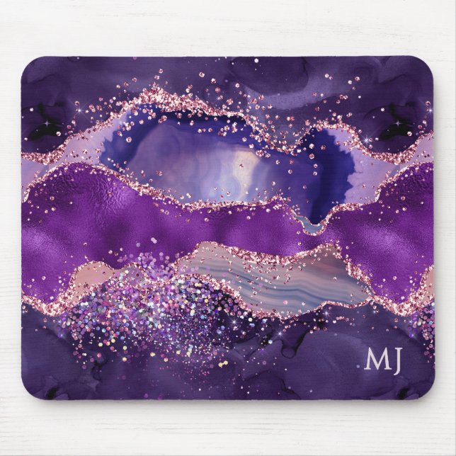Purple Glittery Agate Texture Mouse Pad (Front)