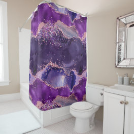 Purple Glittery Agate Texture Shower Curtain