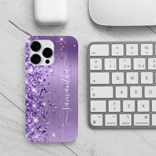 Purple Glittery Glam Girly Signature Case_Mate iPhone 14 Pro Max Case