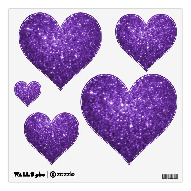Purple Glittery Look Heart: Wall Decals (Front)