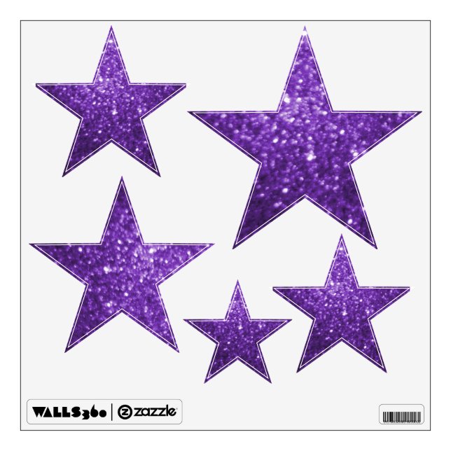 Purple Glittery Look Stars: Wall Decals (Front)