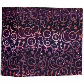 Purple Glittery Planetary Universe Space Planets 3 Ring Binder
