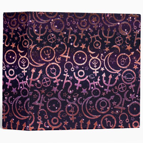 Purple Glittery Planetary Universe Space Planets 3 Ring Binder