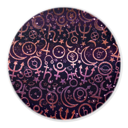 Purple Glittery Planetary Universe Space Planets Ceramic Knob