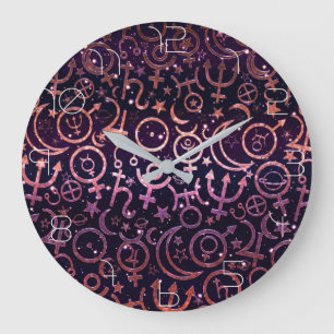 Purple Glittery Planetary Universe Space Planets Large Clock