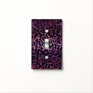 Purple Glittery Planetary Universe Space Planets Light Switch Cover