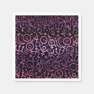 Purple Glittery Planetary Universe Space Planets Napkins