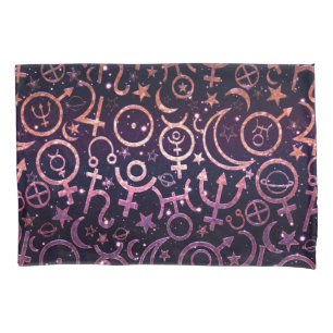 Purple Glittery Planetary Universe Space Planets Pillow Case