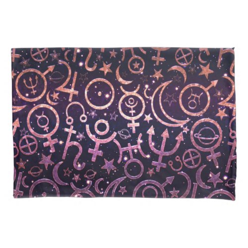 Purple Glittery Planetary Universe Space Planets Pillow Case